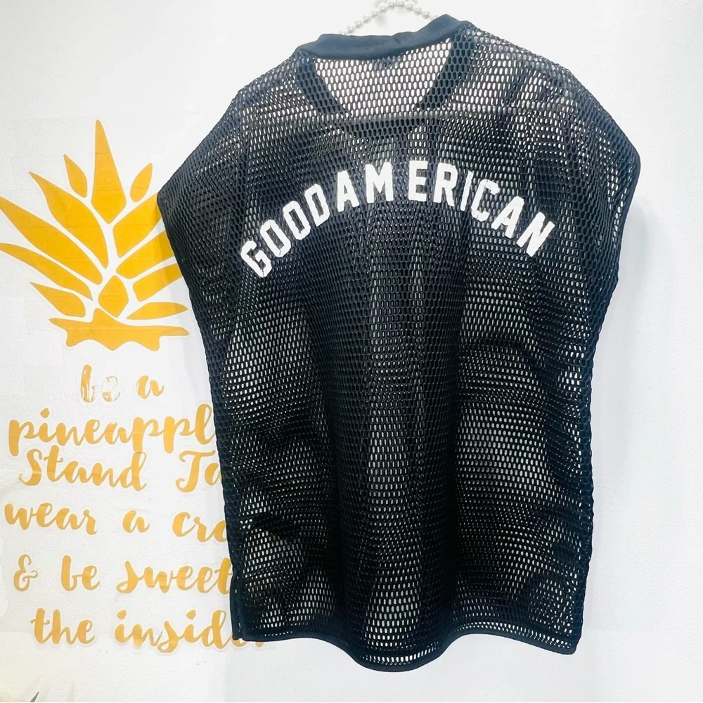 GOOD AMERICA Warrior Mesh Cover Up Workout Top Oversized Short Sleeve Medium